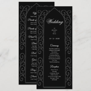 Programme de mariage gothique noir et blanc orné
