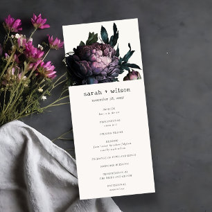 Programme de mariage gothique noir violet de pivoi