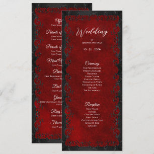 Programme de mariage gothique rouge élégant