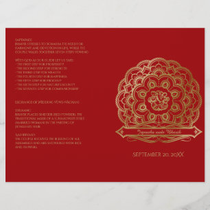 Programme de mariage hindou Mandala rouge et or