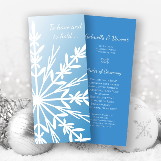 Programme de mariage hivernal bleu flocon de neige (Créateur téléchargé)