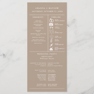 Programme de mariage infographique Brun Taupe