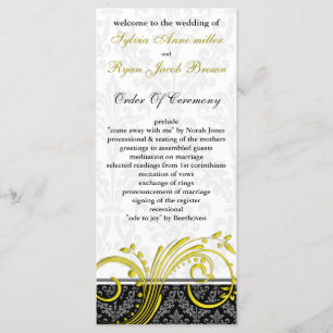 programme de mariage jaune damassé