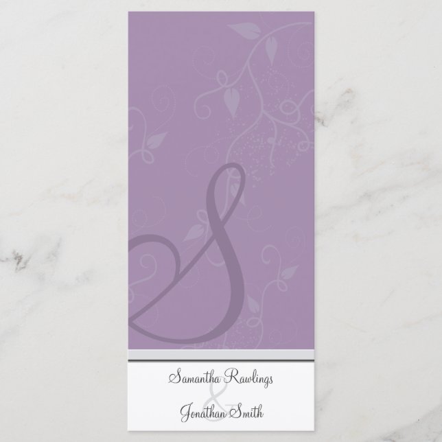 Programme de mariage - Lavande de monogramme Purpl (Devant)