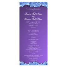 Programme de mariage Lavande et Blue Hydrangeas