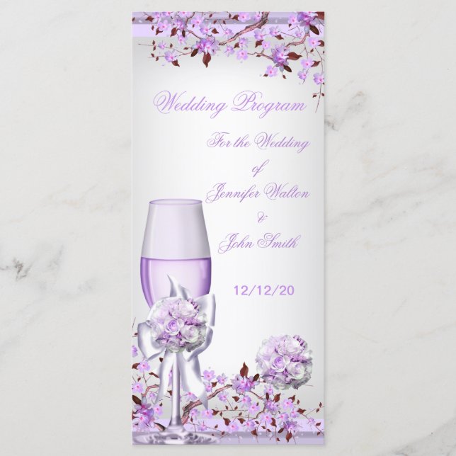 Programme de mariage Lavande Violet Lilas Fleur 4 (Devant)