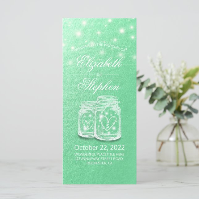 Programme de mariage Mason Jars Chaîne Lumière Ver (Debout devant)