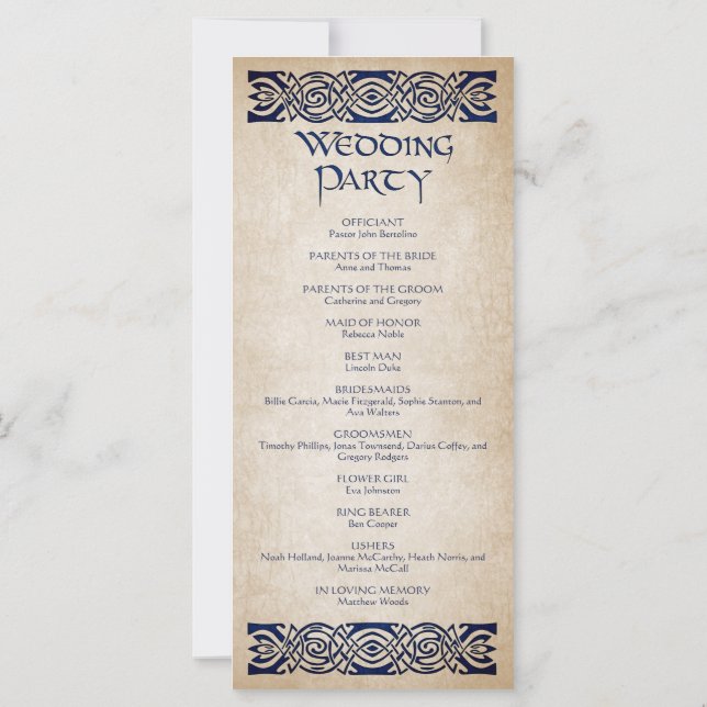 Programme de mariage médiéval (Dos)