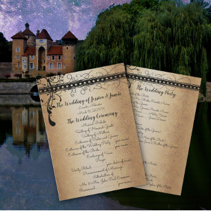 Programme de mariage Médiéval Renaissance Or et No