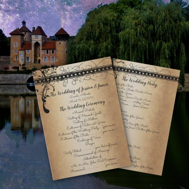 Programme de mariage Médiéval Renaissance Or et No (Créateur téléchargé)