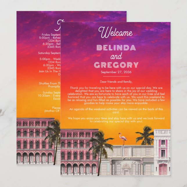 Programme de mariage Miami Beach Rainbow Row (Devant / Derrière)