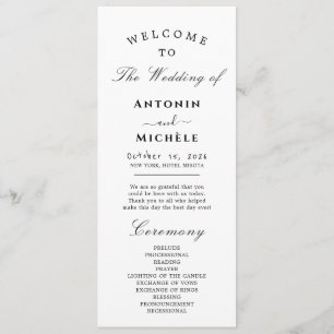 Programme De Mariage Minimal Moderne Ordre Des Évé