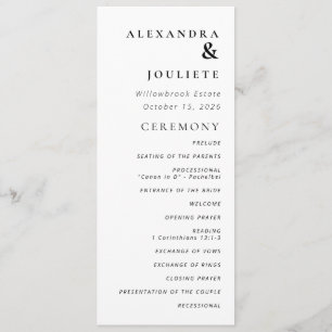 Programme De Mariage Minimal Moderne Ordre Des Évé