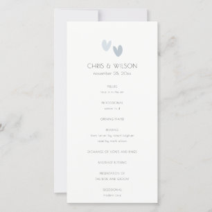 Programme de mariage minimal Pastel Dusky Blue Hea