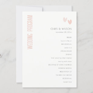 Programme de mariage minimal Pastel Dusky Pink Hea