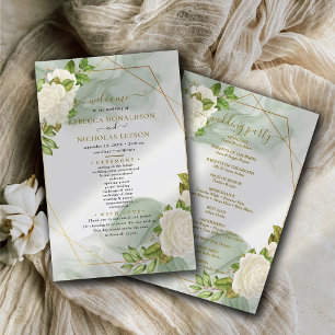 Programme de mariage minimal Rose d'aquarelle