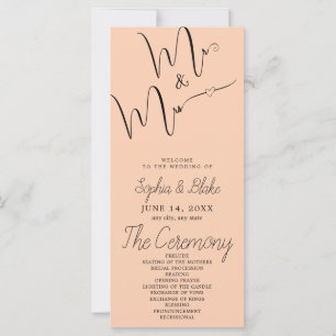 Programme de mariage minimaliste abricot pour M. e