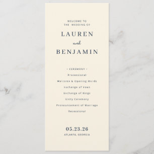 Programme de mariage minimaliste crème élégant