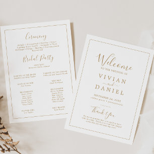 Programme de mariage minimaliste Gold Simple et im