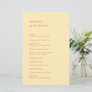Programme de mariage minimaliste jaune beurre mode