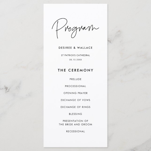 Programme de mariage minimaliste moderne (Devant)