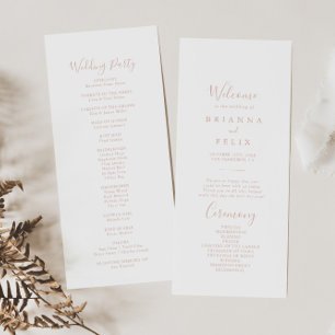 Programme de mariage minimaliste or rose