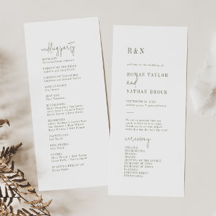 Programme de mariage moderne chic vert et blanc pl