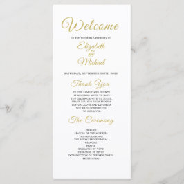 Programme de mariage moderne en écriture dorée