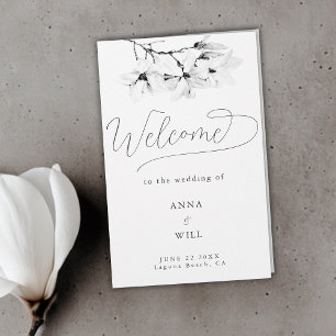 Programme de mariage moderne Magnolia Noir Blanc C