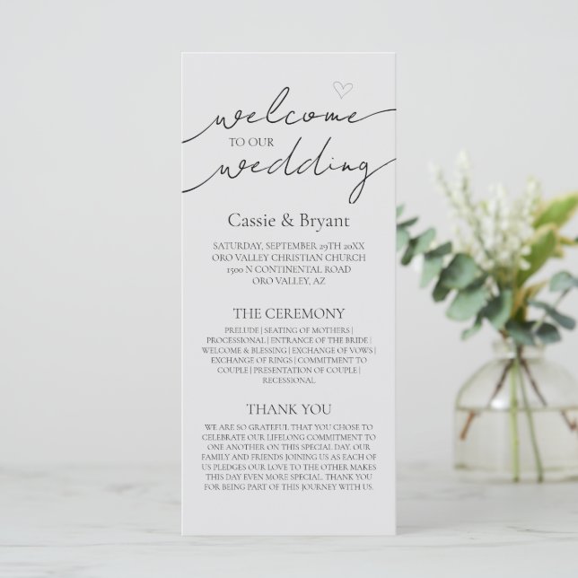 Programme de mariage moderne simple gris élégant (Debout devant)
