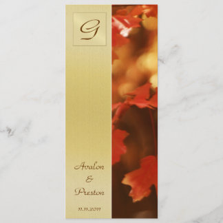 Programme de mariage Monogramme Feuille d'automne