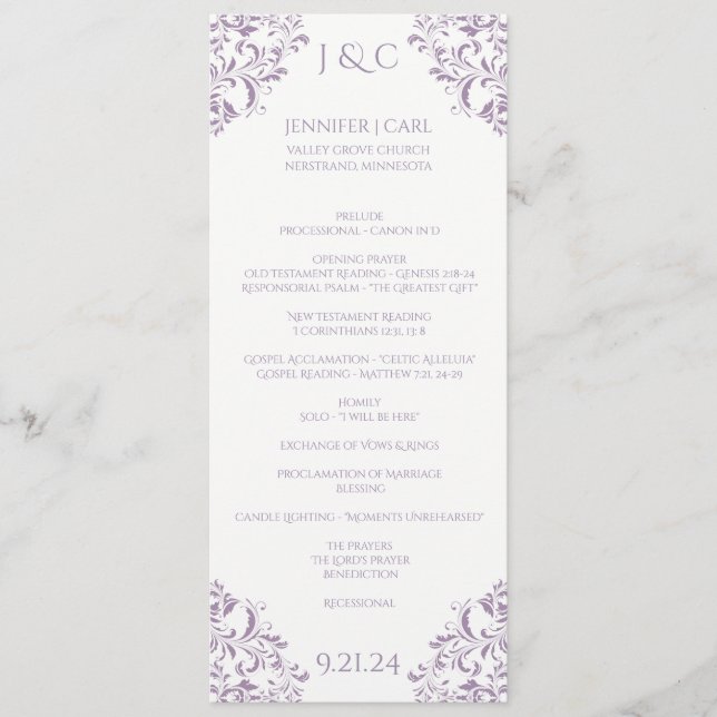 Programme de mariage Nadine - Longueur thé - Lavan (Devant)