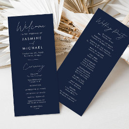 Programme de mariage Navy à écriture moderne
