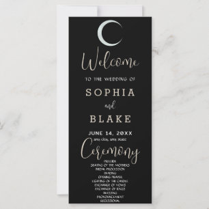 Programme de mariage noir au croissant de lune arg
