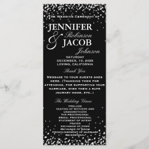 Programme de mariage Noir avec étoiles blanches