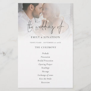 Programme de mariage noir blanc avec photo de scri
