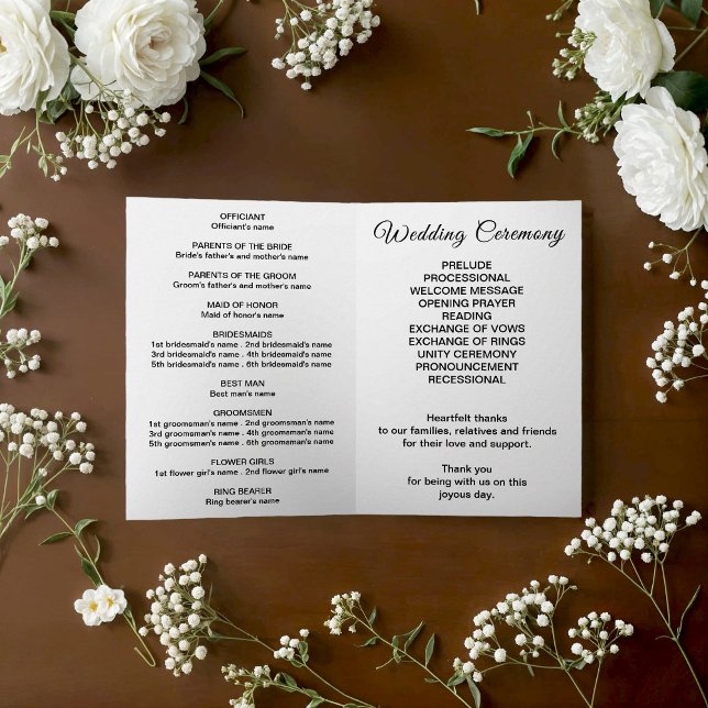 Programme de mariage noir et blanc (Black and white wedding program)