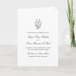 Programme de mariage noir et blanc Fleur sauvage s