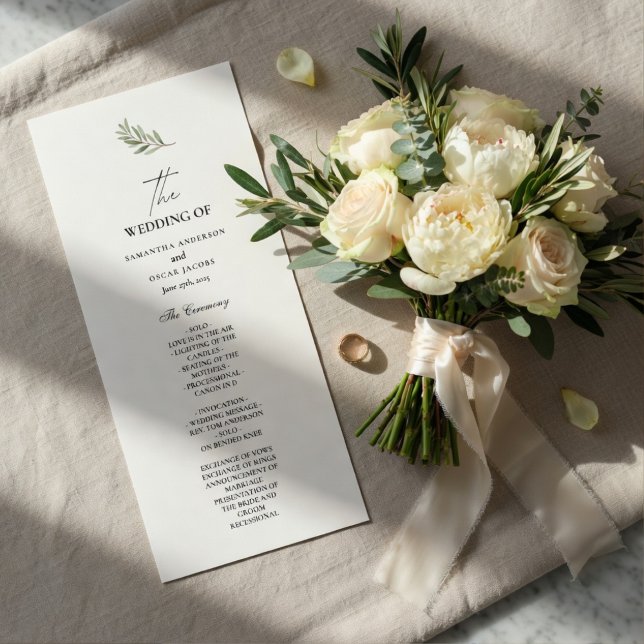 Programme de mariage Olive Branch | Minimaliste  (Créateur téléchargé)