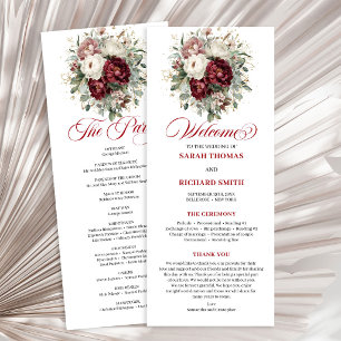Programme de mariage or bourgogne blush de créateu