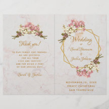 Programme de mariage Orchidées rose or Marbre Géom