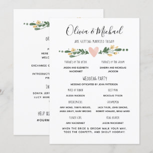 Programme de mariage Ordre des événements