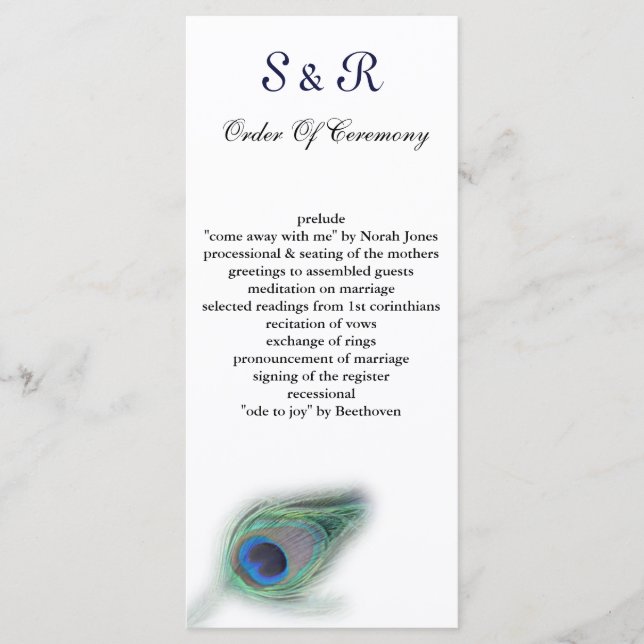 programme de mariage paon (Devant)