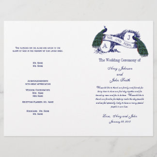 Programme de mariage Peacock vintage