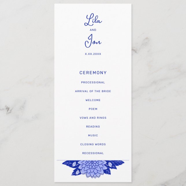 Programme de mariage personnalisé Dahlia (Devant)
