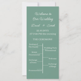 Programme de mariage personnalisé vert simple