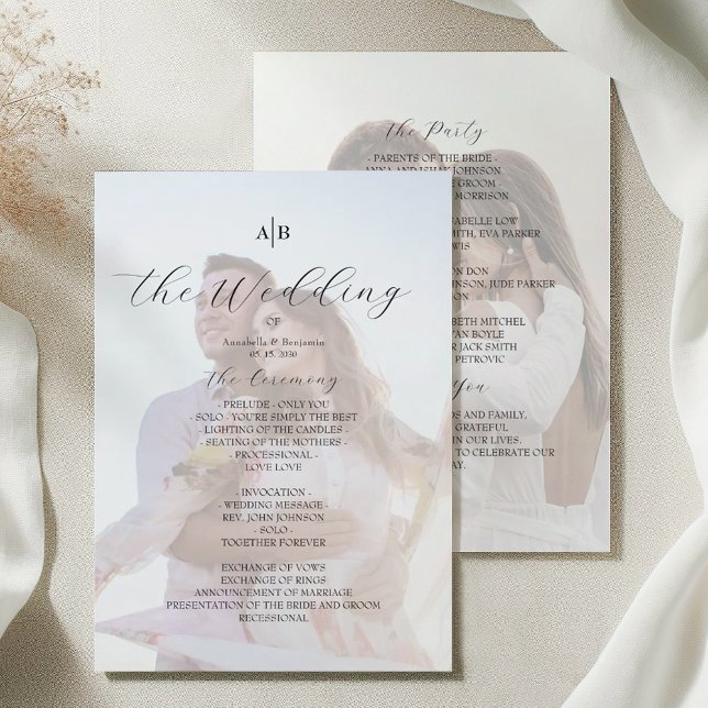 Programme de mariage photo avec monogramme (Créateur téléchargé)