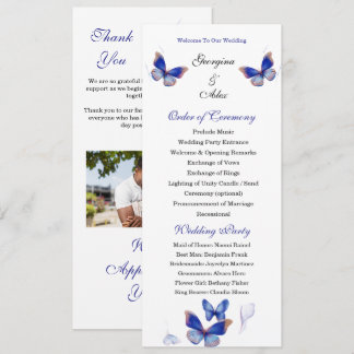 Programme de mariage photo modifiable bleu minimal