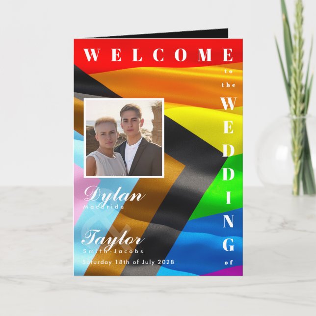 Programme de mariage plié avec typographie grasse  (Devant)