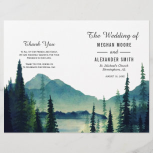 Programme de mariage plié pour mariage en camping
